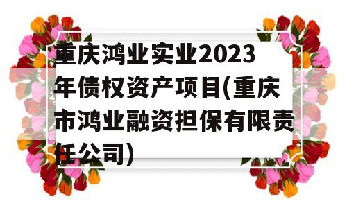 重庆鸿业实业2023年债权资产项目(重庆市鸿业融资担保有限责任公司)