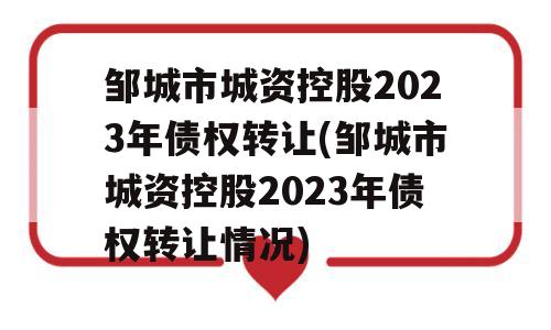 邹城市城资控股2023年债权转让(邹城市城资控股2023年债权转让情况)