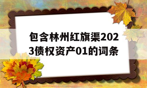 包含林州红旗渠2023债权资产01的词条