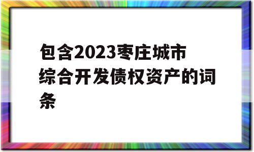 包含2023枣庄城市综合开发债权资产的词条