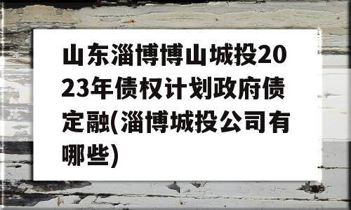 山东淄博博山城投2023年债权计划政府债定融(淄博城投公司有哪些)