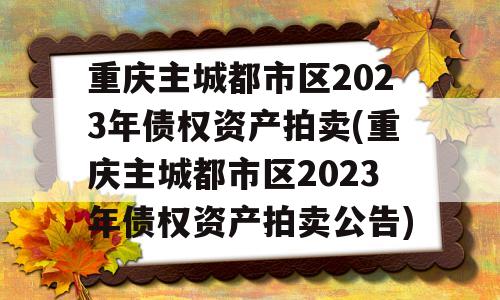 重庆主城都市区2023年债权资产拍卖(重庆主城都市区2023年债权资产拍卖公告)