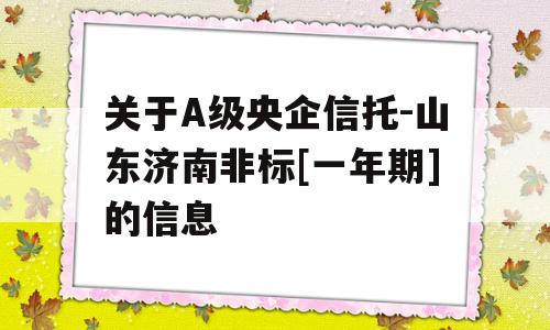 关于A级央企信托-山东济南非标[一年期]的信息