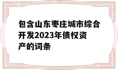 包含山东枣庄城市综合开发2023年债权资产的词条