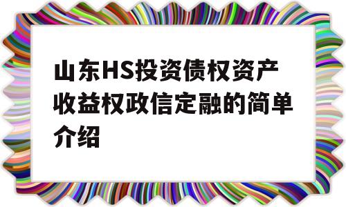 山东HS投资债权资产收益权政信定融的简单介绍