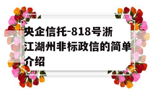 央企信托-818号浙江湖州非标政信的简单介绍