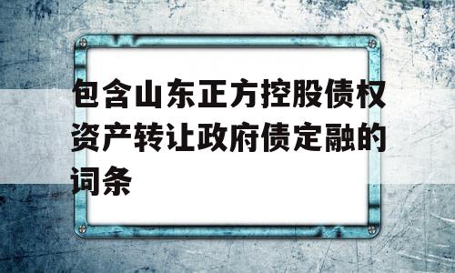 包含山东正方控股债权资产转让政府债定融的词条