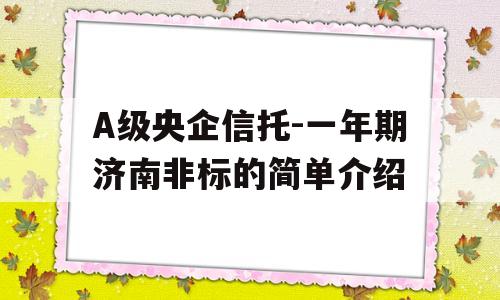 A级央企信托-一年期济南非标的简单介绍