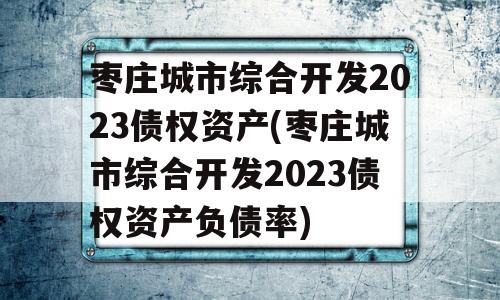 枣庄城市综合开发2023债权资产(枣庄城市综合开发2023债权资产负债率)