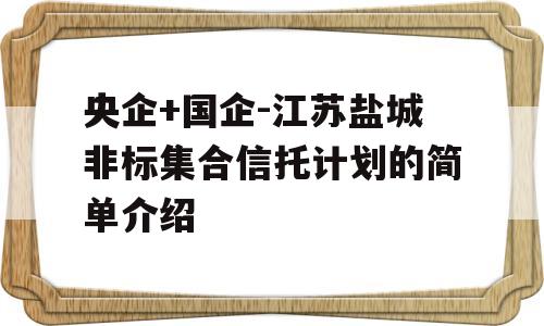 央企+国企-江苏盐城非标集合信托计划的简单介绍