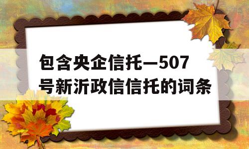 包含央企信托—507号新沂政信信托的词条