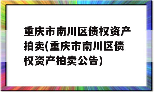 重庆市南川区债权资产拍卖(重庆市南川区债权资产拍卖公告)