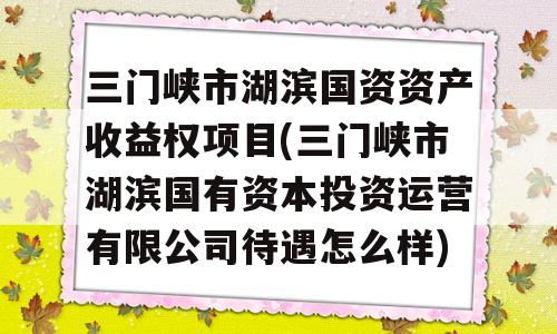 三门峡市湖滨国资资产收益权项目(三门峡市湖滨国有资本投资运营有限公司待遇怎么样)