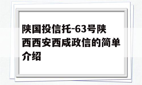 陕国投信托-63号陕西西安西咸政信的简单介绍