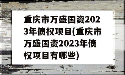 重庆市万盛国资2023年债权项目(重庆市万盛国资2023年债权项目有哪些)