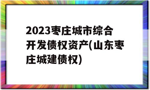 2023枣庄城市综合开发债权资产(山东枣庄城建债权)