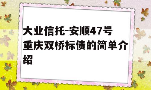 大业信托-安顺47号重庆双桥标债的简单介绍