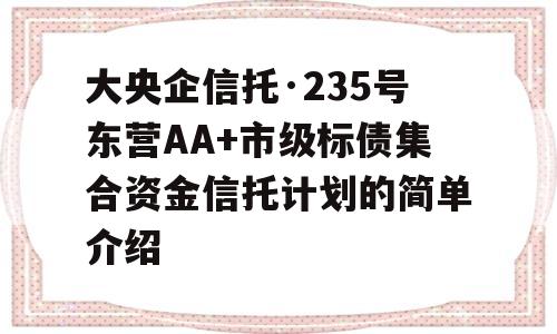 大央企信托·235号东营AA+市级标债集合资金信托计划的简单介绍