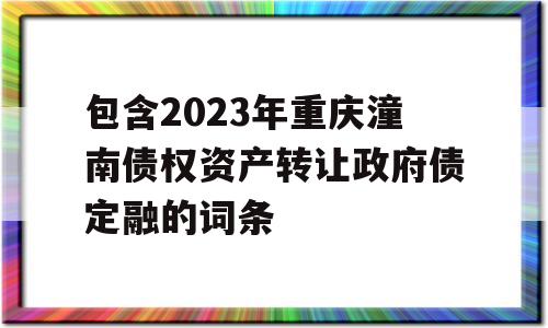 包含2023年重庆潼南债权资产转让政府债定融的词条