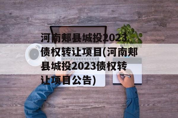 河南郏县城投2023债权转让项目(河南郏县城投2023债权转让项目公告)