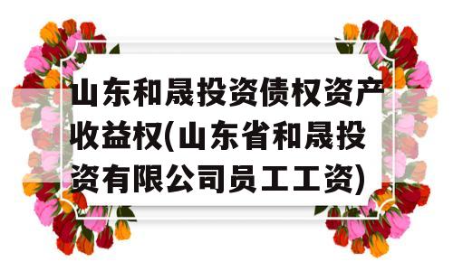 山东和晟投资债权资产收益权(山东省和晟投资有限公司员工工资)