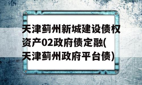 天津蓟州新城建设债权资产02政府债定融(天津蓟州政府平台债)