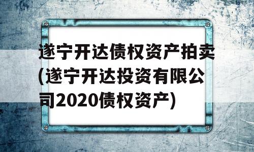 遂宁开达债权资产拍卖(遂宁开达投资有限公司2020债权资产)