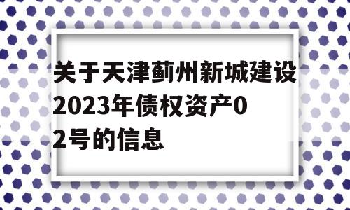 关于天津蓟州新城建设2023年债权资产02号的信息