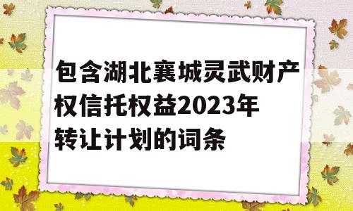 包含湖北襄城灵武财产权信托权益2023年转让计划的词条