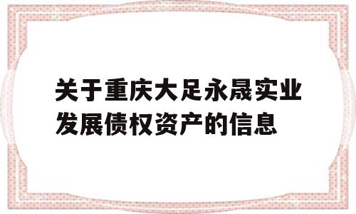 关于重庆大足永晟实业发展债权资产的信息