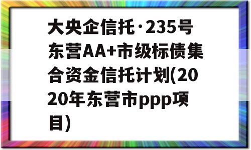 大央企信托·235号东营AA+市级标债集合资金信托计划(2020年东营市ppp项目)