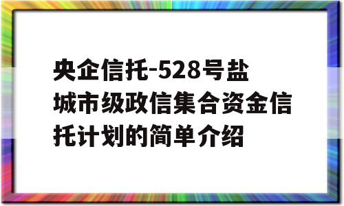 央企信托-528号盐城市级政信集合资金信托计划的简单介绍