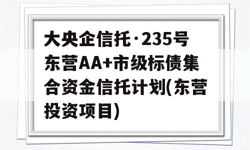 大央企信托·235号东营AA+市级标债集合资金信托计划(东营投资项目)