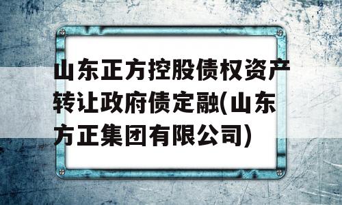 山东正方控股债权资产转让政府债定融(山东方正集团有限公司)