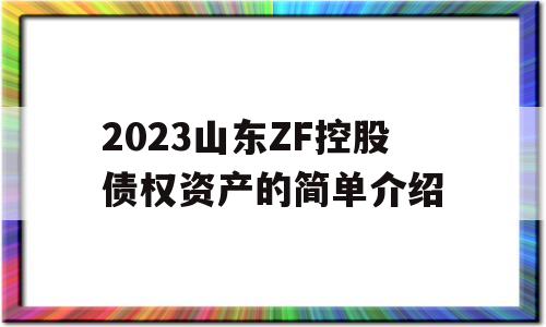 2023山东ZF控股债权资产的简单介绍