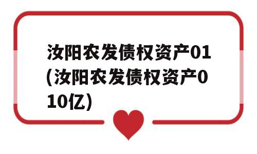 汝阳农发债权资产01(汝阳农发债权资产010亿)