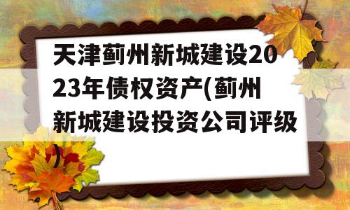 天津蓟州新城建设2023年债权资产(蓟州新城建设投资公司评级)