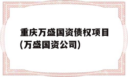 重庆万盛国资债权项目(万盛国资公司)