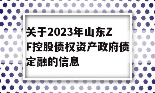 关于2023年山东ZF控股债权资产政府债定融的信息