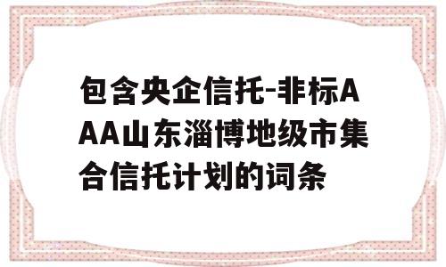 包含央企信托-非标AAA山东淄博地级市集合信托计划的词条