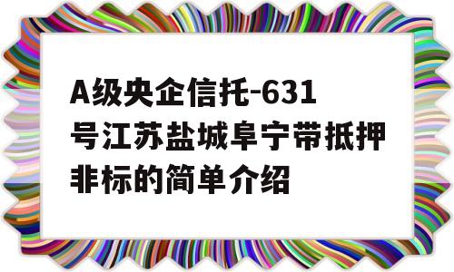 A级央企信托-631号江苏盐城阜宁带抵押非标的简单介绍