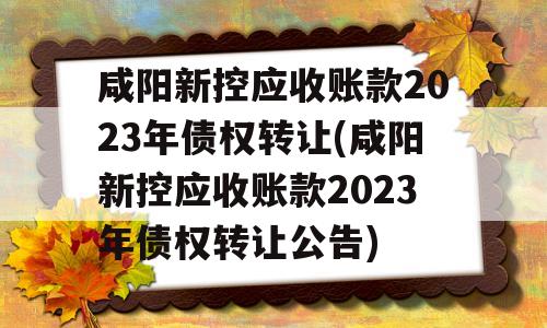 咸阳新控应收账款2023年债权转让(咸阳新控应收账款2023年债权转让公告)