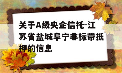 关于A级央企信托-江苏省盐城阜宁非标带抵押的信息