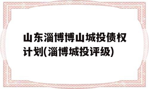 山东淄博博山城投债权计划(淄博城投评级)