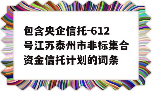 包含央企信托-612号江苏泰州市非标集合资金信托计划的词条