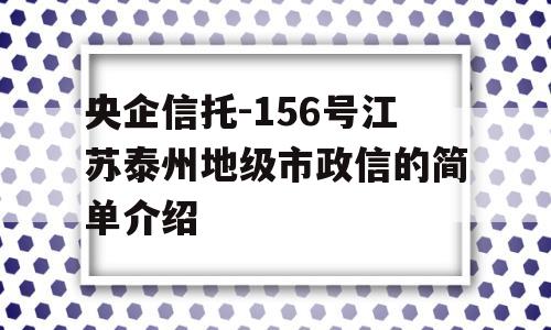 央企信托-156号江苏泰州地级市政信的简单介绍