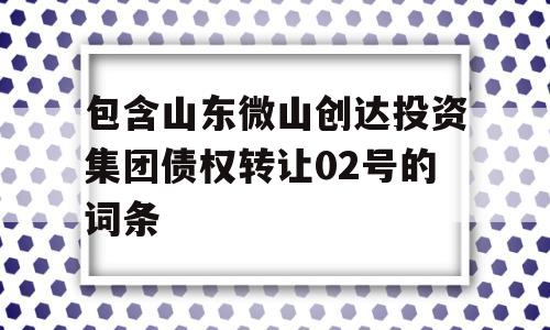 包含山东微山创达投资集团债权转让02号的词条