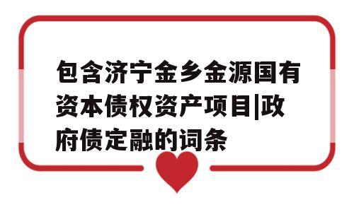 包含济宁金乡金源国有资本债权资产项目|政府债定融的词条