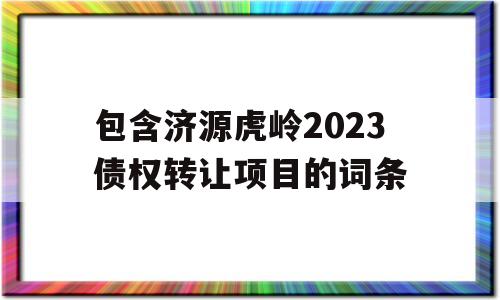 包含济源虎岭2023债权转让项目的词条