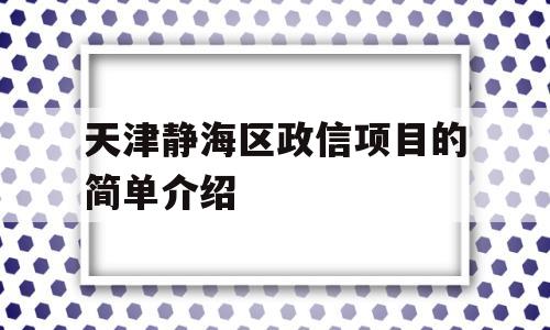 天津静海区政信项目的简单介绍